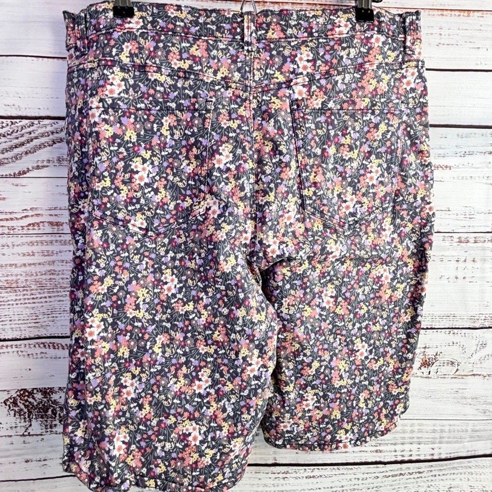 Vintage Maximalist Ditsy Floral Denim Shorts 16 Purple Stretch Cotton Cottage - Picture 5 of 11